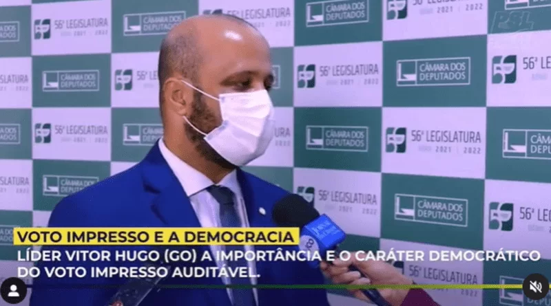 O líder do PSL na Câmara, deputado Vitor Hugo (GO), defendeu a importância do voto impresso auditável