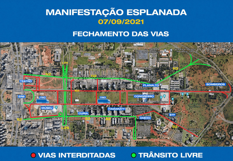 Fechamento das vias em Brasília