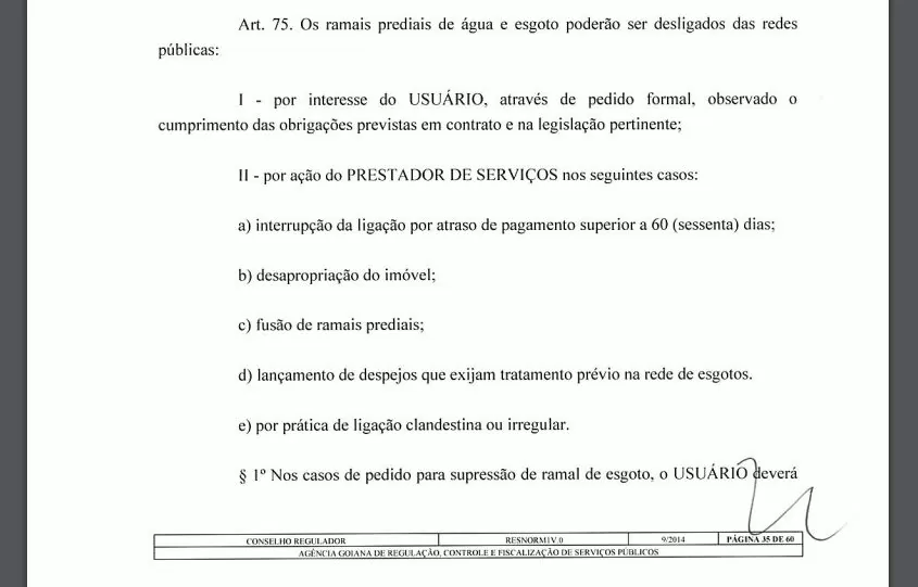 Artigo 75 da resolução 9 de 2014, antes da modificação